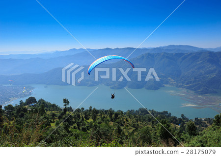 View of a paragliding in the air View of a paragliding in the air 28175079