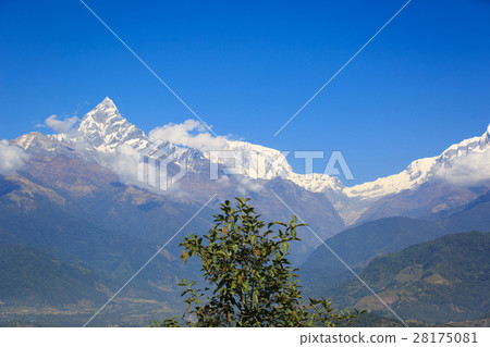 machhapuchhre landscape under blue sky in nepal 28175081