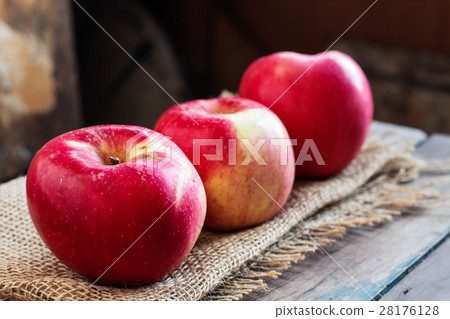 Fresh apple on wooden. 28176128