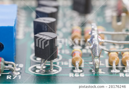 Closeup electronic hardware on the circuit board Closeup electronic hardware on the circuit board 28176246
