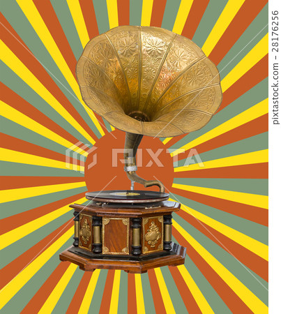 Gramophone and retro sun rays Gramophone and retro sun rays 28176256