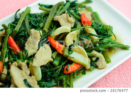 stir fry water convolvulus with pork loin stir fry water convolvulus with pork loin 28176477