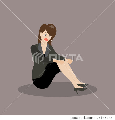 Desperate business woman sitting alone 28176782