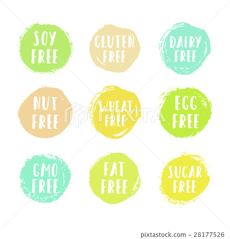 Set of allergen free badges. 28177526