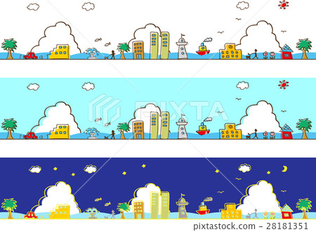 Townscape ocean background 28181351