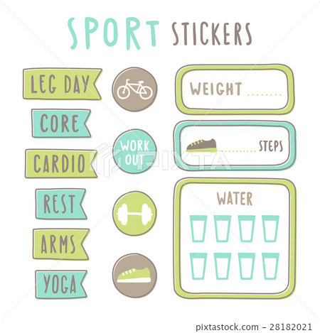 Set of fitness planning stickers. Printable. Set of fitness planning stickers. Printable. 28182021