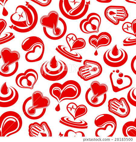 Heart health and blood vector seamless pattern 28183500