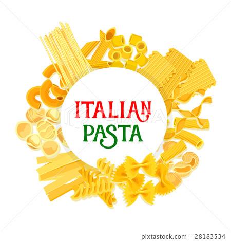 Italian pasta and spaghetti vector poster 28183534