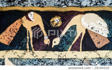Pigeons, fragment, hot batik, background texture 28184320