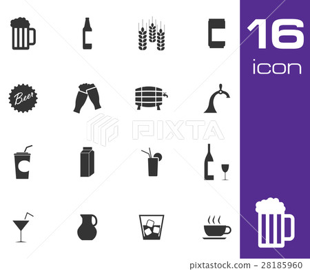 Vector black beer and beverage icons set-插圖素材 [28185960] - PIXTA圖庫