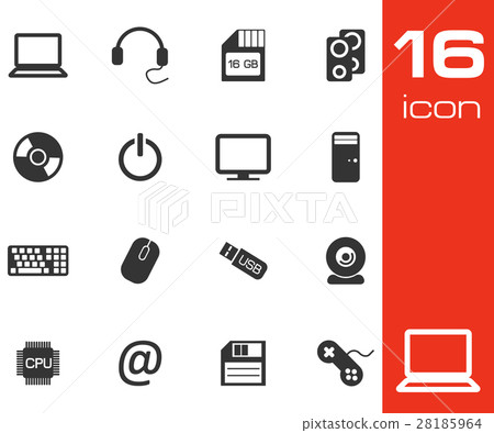 Vector black Computer icons set 28185964