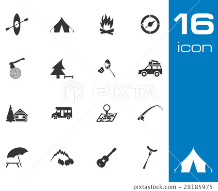 Vector black camping icons set - Stock Illustration [28185975] - PIXTA