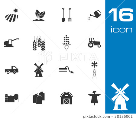 Vector Black  Farming Icons Set 28186001