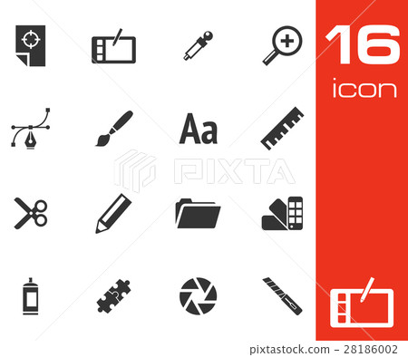 Vector black graphic design icons set Vector black graphic design icons set 28186002