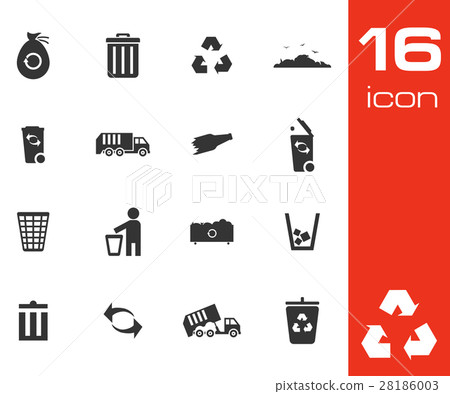 Vector black garbage icons set 28186003