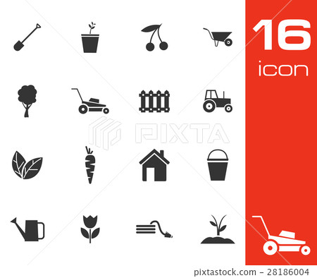 Vector black gardening icons set Vector black gardening icons set 28186004