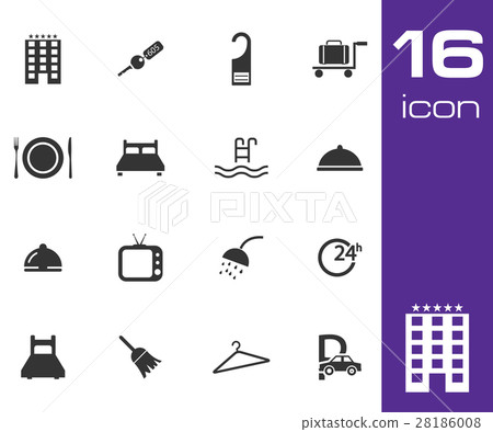 Vector black hotel icon set Vector black hotel icon set 28186008