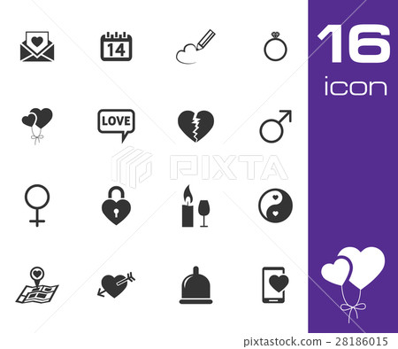 Vector black love icons set 28186015