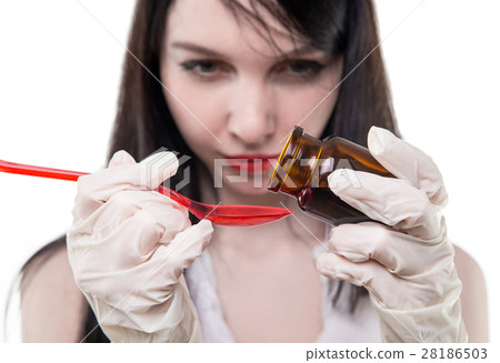 Nurse dripping liquid mixture 28186503