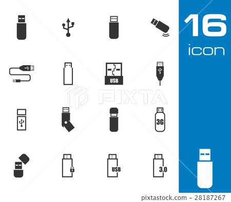 Vector black  usb  icons set 28187267