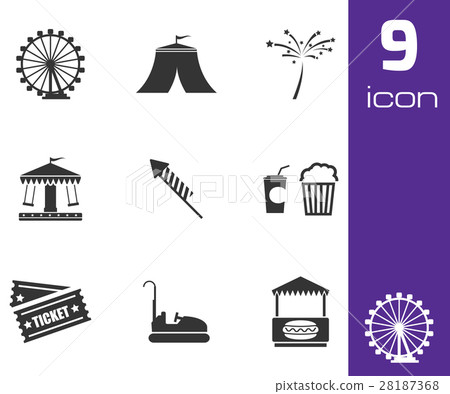 Vector black carnival icons set - Stock Illustration [28187368] - PIXTA