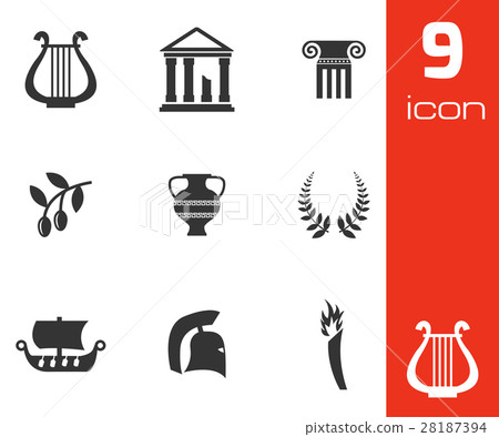 Vector black greece icons set Vector black greece icons set 28187394