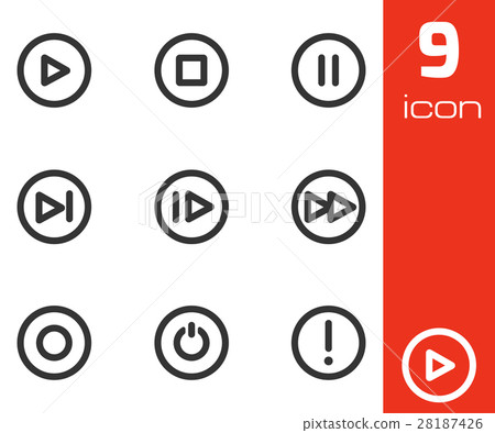 Vector black media buttons icons set 28187426