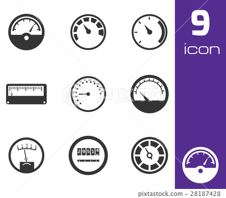 Vector black meter icons set 28187428