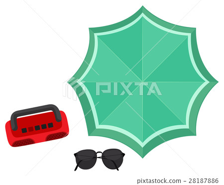 Beach set with raido and umbrella Beach set with raido and umbrella 28187886