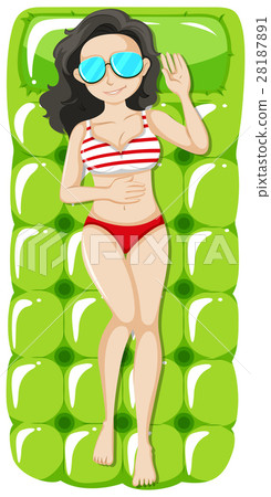 Woman on green floating mat 28187891