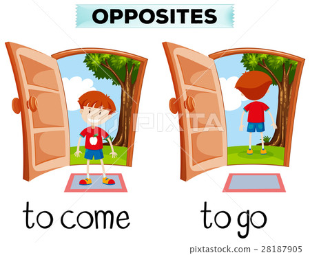 图库插图: opposite words for come and go