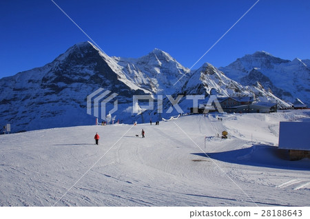 Snow covered mountains Eiger, Monch, Lauberhorn an 28188643