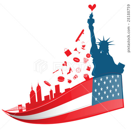 new york city symbol on USA flag 28188759