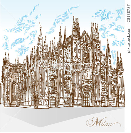 milan cathedral hand draw 28188787