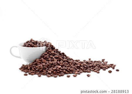 Coffee beans in coffee cup isolated on white 28188913
