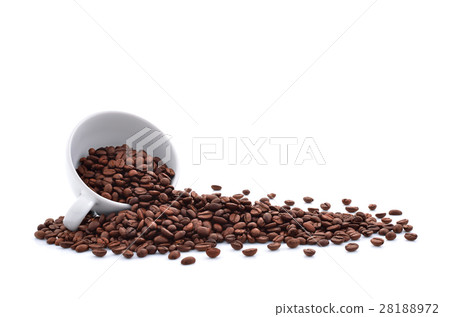 Coffee beans in coffee cup isolated on white 28188972