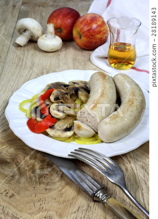 White sausage, red peppers and mushroom White sausage, red peppers and mushroom 28189143