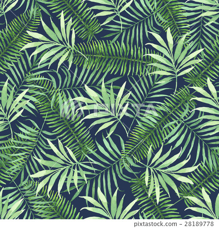 Watercolor tropical pattern with leaves. 28189778