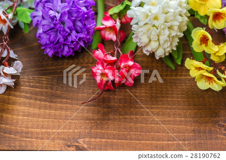 Fresh hyacinth flowers on wooden background Fresh hyacinth flowers on wooden background 28190762