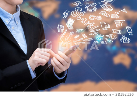Business woman use smartphone internet of things 28192136