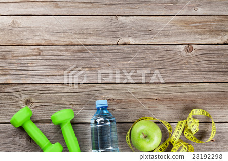 Healthy food and fitness background 28192298