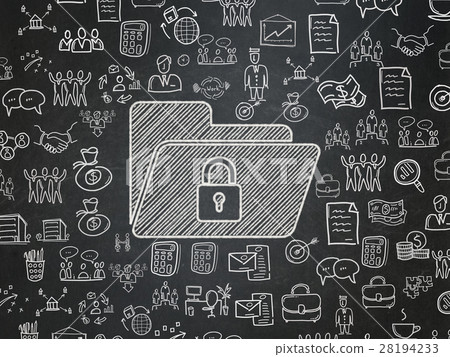 Finance concept: Folder With Lock on School board 28194233