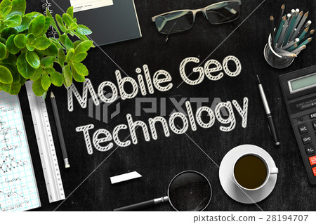 Black Chalkboard with Mobile Geo Technology. 3D 28194707