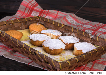 homemade muffins in a wicker box homemade muffins in a wicker box 28194900