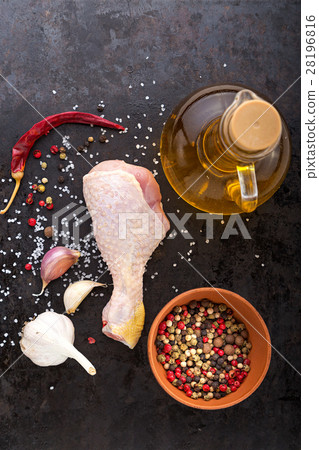 raw chicken leg with spices raw chicken leg with spices 28196816