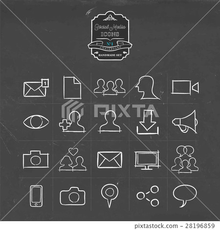 Social media hand drawn line icon set 28196859