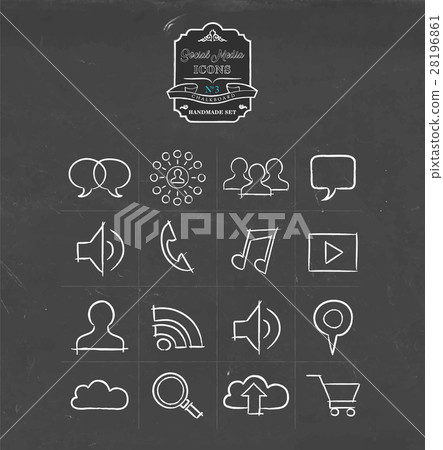 Social media hand drawn sketch icon set 28196861