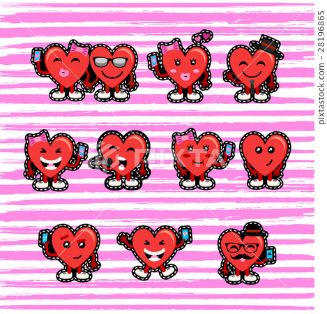 Valentines day couple heart emoji patch set Valentines day couple heart emoji patch set 28196865