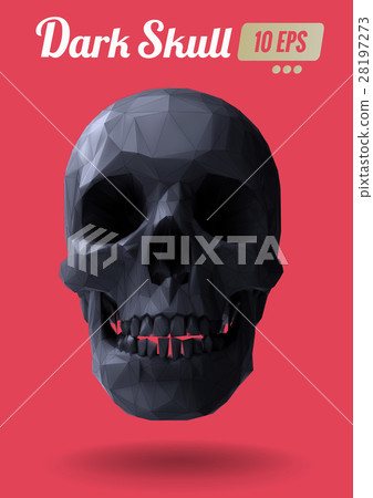 Low poly black skull on bright red BG Low poly black skull on bright red BG 28197273