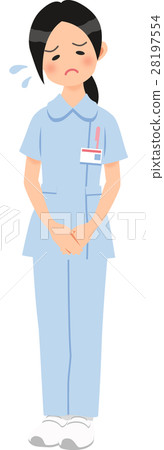 Female depressed wearing pants style blue nurse clothes 28197554
